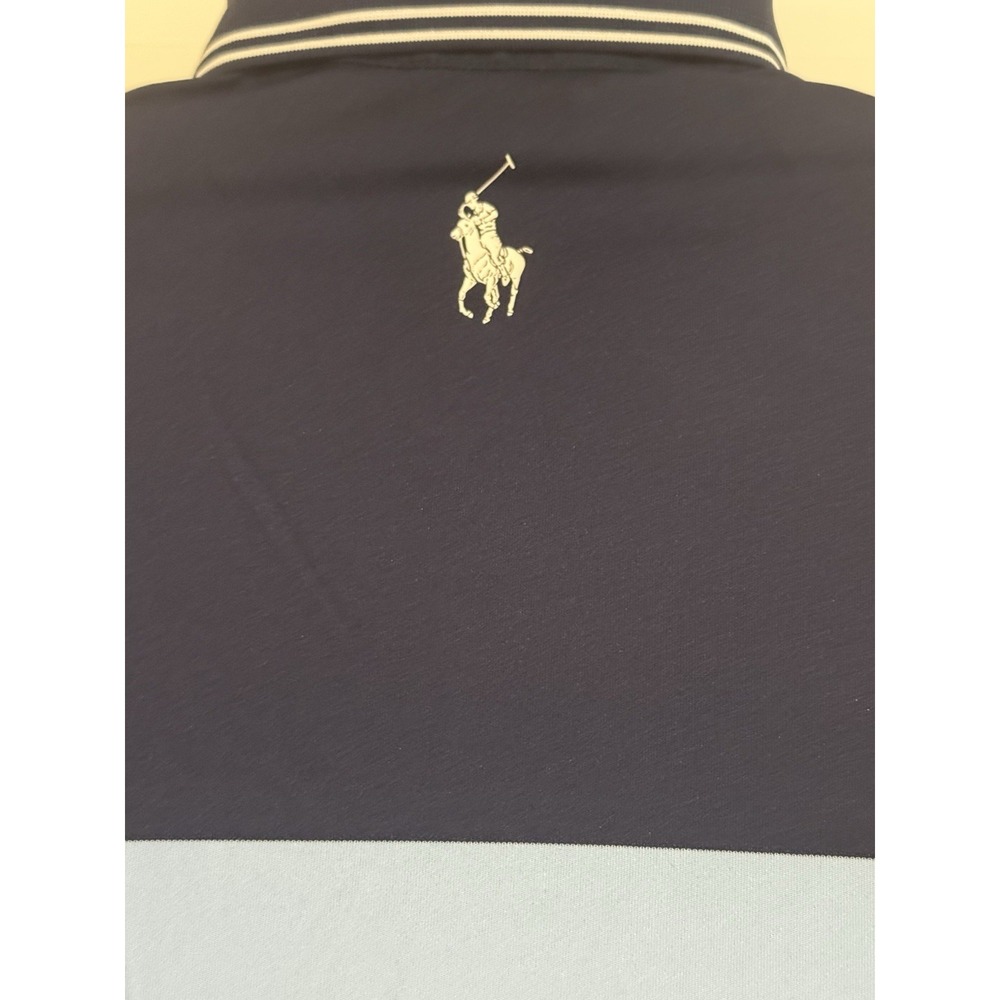 Polo Ralph Lauren Golf Polo Sz L Blue White Striped PGA Quail Hollow Logo - Picture 9 of 14